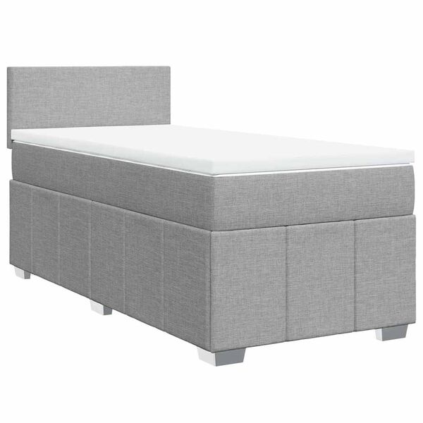 vidaXL Sommier &agrave; lattes de lit avec matelas gris clair 80x200 cm tissu