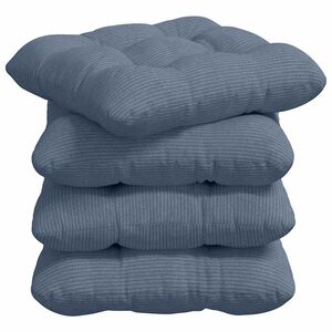 vidaXL Coussins de si&egrave;ge 4 pcs Bleu 40 x 40 cm Tissu en velours c&ocirc;tel&eacute;