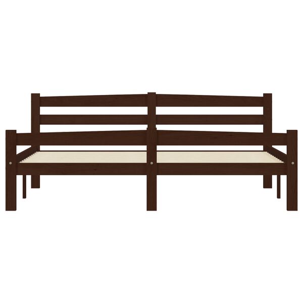 vidaXL Cadre de lit avec 2 tiroirs Marron foncé Bois de pin 160x200 cm