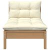 vidaXL Salon de jardin 3 pcs avec coussins cr&egrave;me bois de pin massif