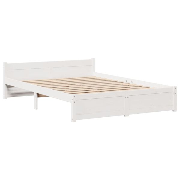 vidaXL Cadre de lit avec t&ecirc;te de lit sans matelas blanc 140x200 cm