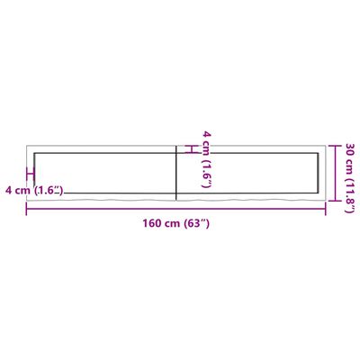 vidaXL Comptoir de salle de bain 160x30x(2-6)cm bois massif non traité