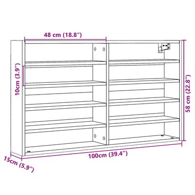 vidaXL Armoire à vitrine chêne marron 100x15x58 cm bois d'ingénierie