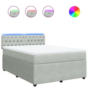 vidaXL Sommier &agrave; lattes de lit et matelas Gris clair 140x200cm Velours