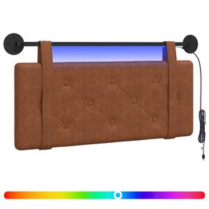 vidaXL T&ecirc;te de lit suspendue Avec lumi&egrave;re LED Marron PU antique