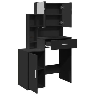 vidaXL Coiffeuse avec armoire noir 80x35x132 cm