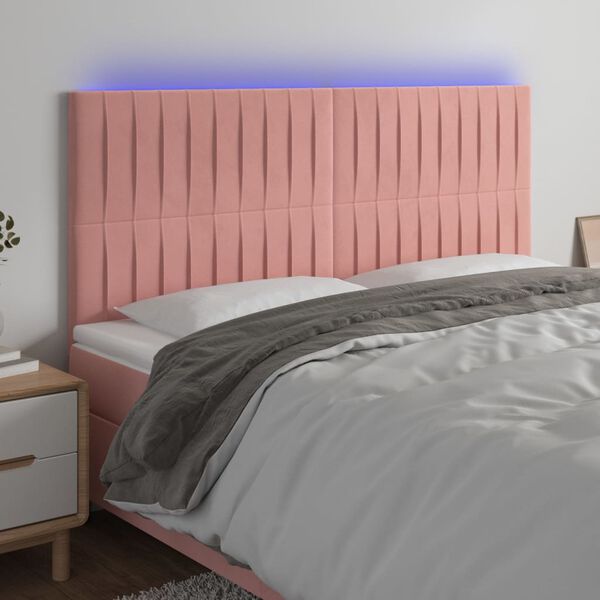 vidaXL T&ecirc;te de lit &agrave; LED Rose 180x5x118/128 cm Velours