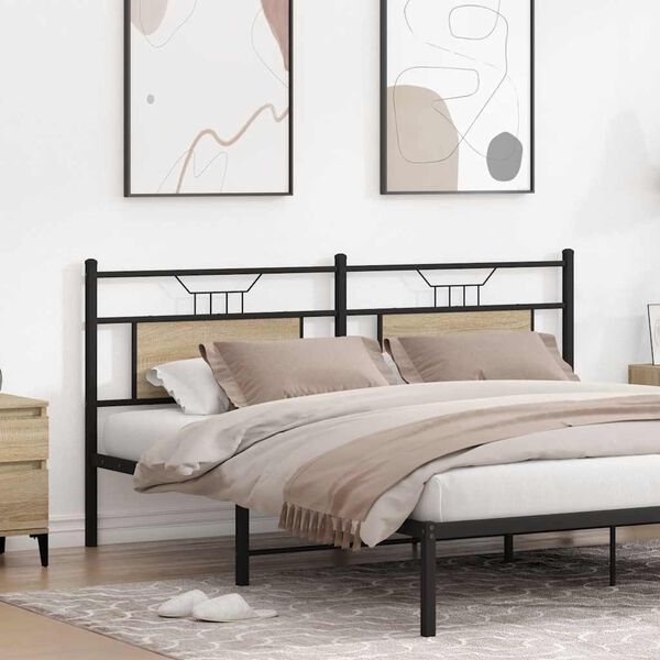 vidaXL T&ecirc;te de lit de remplacement ch&ecirc;ne sonoma 160 cm bois d'ing&eacute;nierie et acier