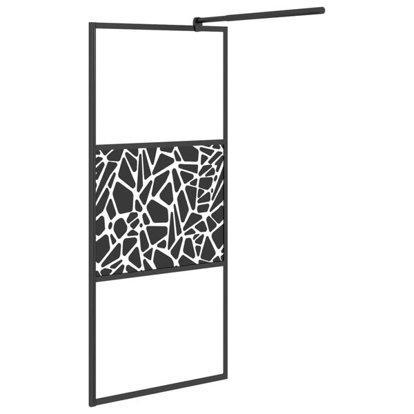 vidaXL Paroi de douche 80x195 cm Verre ESG avec design de pierre Noir
