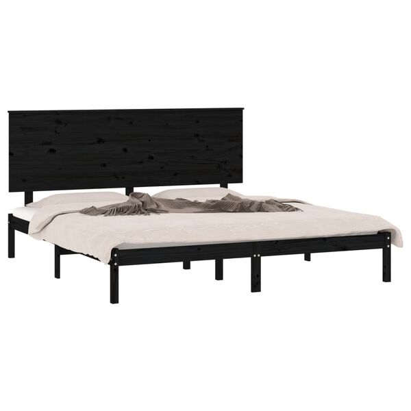 vidaXL Cadre de lit sans matelas noir 200x200 cm bois massif de pin