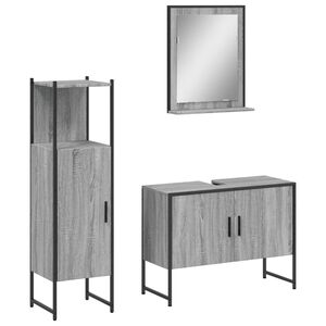 vidaXL Ensemble d'armoires de salle de bain 3 pcs sonoma gris