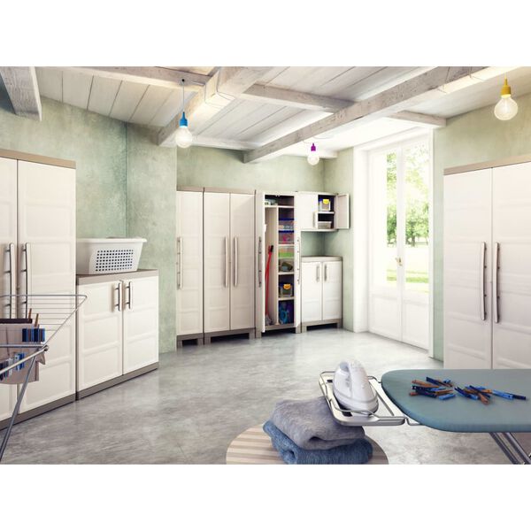 Keter Armoire de rangement basse Excellence Beige et taupe 97 cm