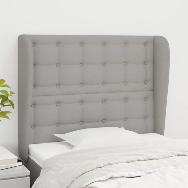 vidaXL T&ecirc;te de lit avec oreilles Gris clair 103x23x118/128 cm Tissu