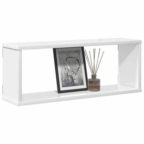 vidaXL &Eacute;tag&egrave;res murales cube 4 pcs Blanc brillant Bois d&rsquo;ing&eacute;nierie