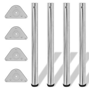 4 pieds de table r&eacute;glables en hauteur 710 mm Chrom&eacute;