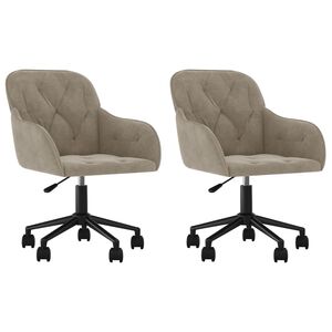 vidaXL Chaises pivotantes &agrave; manger lot de 2 Gris clair Velours