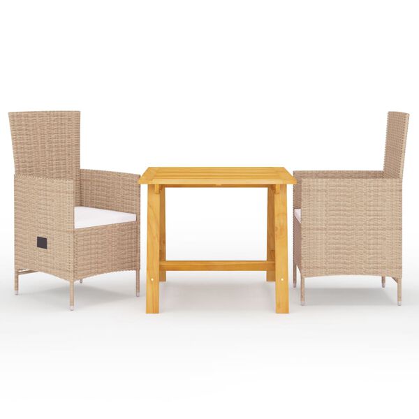 vidaXL Ensemble &agrave; manger de jardin 3 pcs Beige