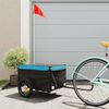 vidaXL Remorque de v&eacute;lo noir et bleu 30 kg fer