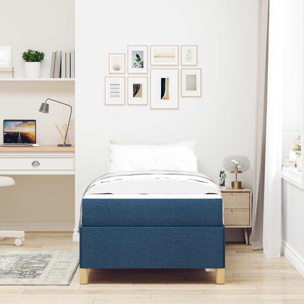 vidaXL Cadre de lit avec matelas Bleu 80 x 200 cm tissu