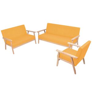vidaXL Ensemble de canap&eacute; 3 pcs Tissu jaune