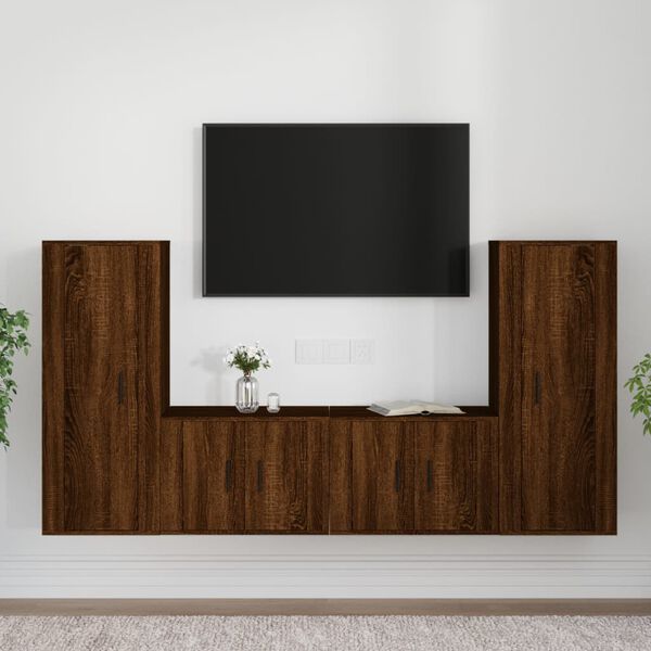 vidaXL Ensemble de meubles TV 4 pcs Ch&ecirc;ne marron Bois d'ing&eacute;nierie
