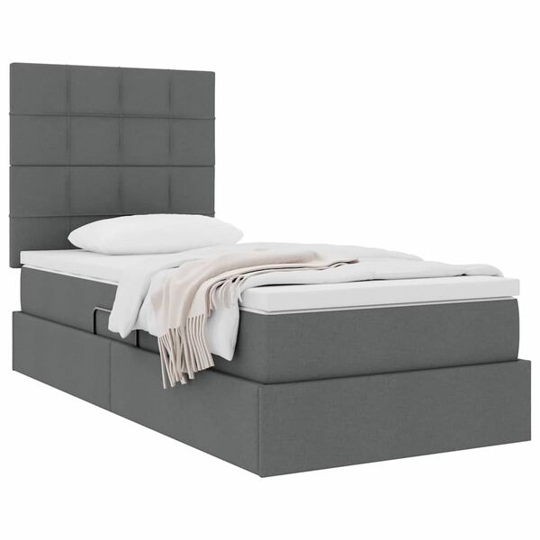 vidaXL Lit avec rangement et matelas Gris fonc&eacute; 90 x 200 cm Polyester