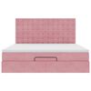 vidaXL Cadre de lit ottoman avec matelas rose 180x200 cm velours
