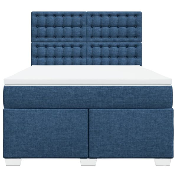 vidaXL Sommier &agrave; lattes de lit avec matelas Bleu 140x200 cm Tissu