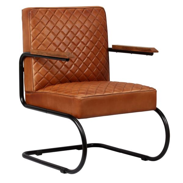 vidaXL Fauteuil marron clair cuir v&eacute;ritable