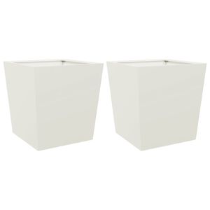 vidaXL Jardini&egrave;res 2 pcs blanc 50x50x50 cm acier