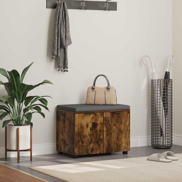 vidaXL Banc d'entr&eacute;e avec coussin Ch&ecirc;ne fum&eacute; 60 x 38 x 46 cm