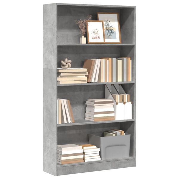 vidaXL Biblioth&egrave;que gris b&eacute;ton 80x24x143 cm bois d'ing&eacute;nierie