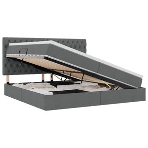 vidaXL Lit de rangement LED avec matelas Gris fonc&eacute; 200 x 200 cm Tissu