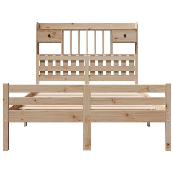 vidaXL Lit biblioth&egrave;que sans matelas 135x190 cm bois de pin massif