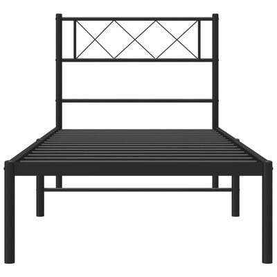 vidaXL Cadre de lit métal sans matelas avec tête de lit noir 100x190cm