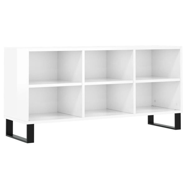 vidaXL Meuble TV blanc brillant 103,5x30x50 cm bois d'ing&eacute;nierie