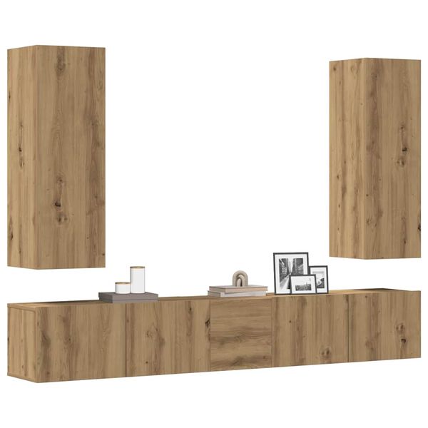 vidaXL Ensemble de meuble TV mural 5 pcs ch&ecirc;ne artisanal