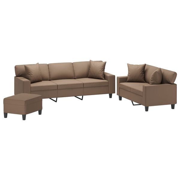 vidaXL Ensemble de canap&eacute;s 3 pcs oreillers et coussins Cappuccino