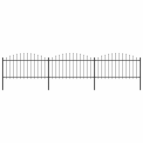 vidaXL Cl&ocirc;ture de jardin avec dessus en forme de lance en acier 537 x 150 cm Noir