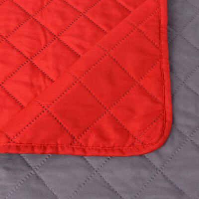 vidaXL Couvre-lit matelassé double-face Rouge et gris 230x260 cm