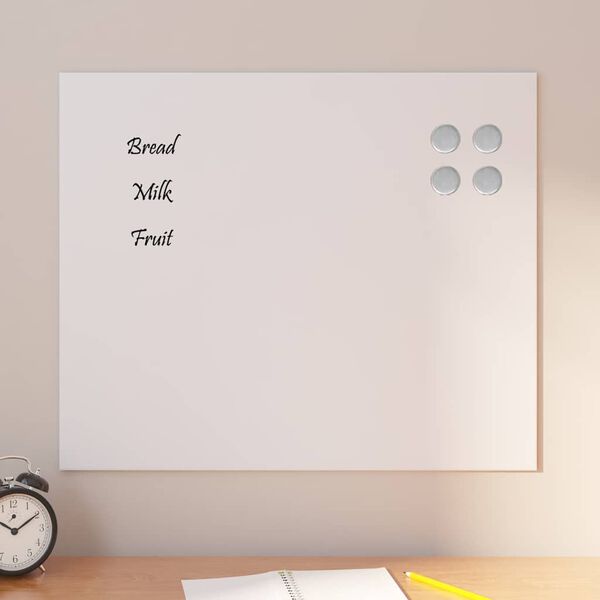vidaXL Tableau noir magn&eacute;tique mural Blanc 60x50 cm Verre tremp&eacute;