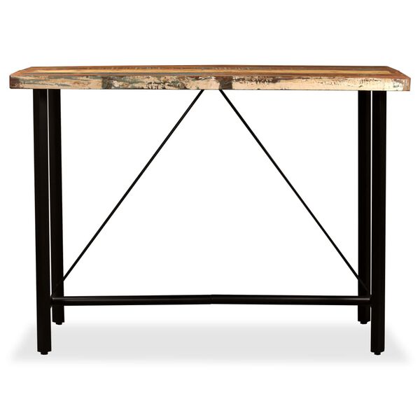 vidaXL Ensemble de bar 7 pcs Bois massif recycl&eacute; et cuir v&eacute;ritable