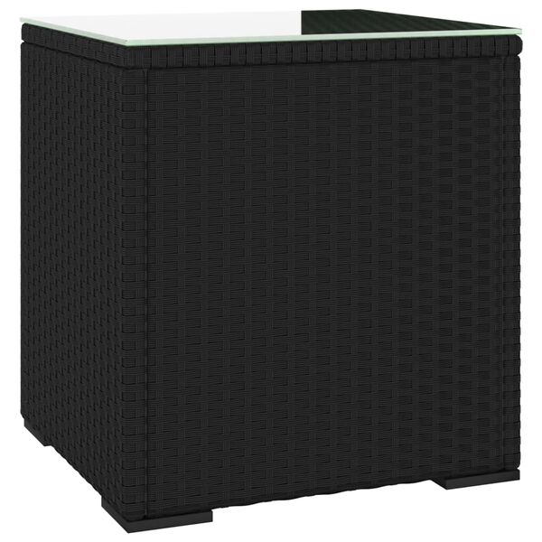 vidaXL Table d'appoint noir 40x37x40,5 cm poly rotin et verre tremp&eacute;
