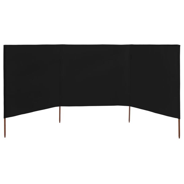 vidaXL Paravent 3 panneaux Tissu 400 x 160 cm Noir