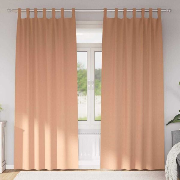 vidaXL Rideaux occultants avec anneaux 2 pcs Marron Clair 225 x 140 cm