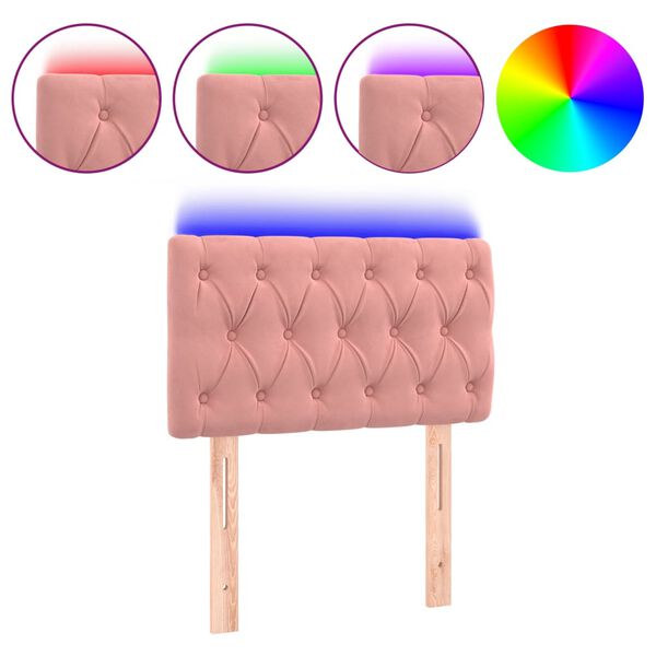 vidaXL T&ecirc;te de lit &agrave; LED Rose 80x7x78/88 cm Velours