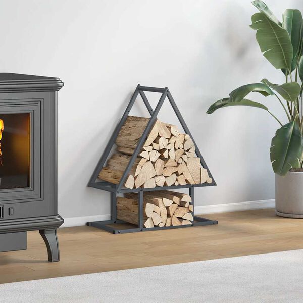 vidaXL Portant de bois chauffage anthracite 50x25x60 cm