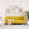 vidaXL Canap&eacute; Chesterfield avec traversins 2 places jaune velours