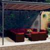 vidaXL Salon de jardin 14 pcs avec coussins Marron R&eacute;sine tress&eacute;e