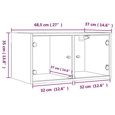 vidaXL Armoire murale avec portes en verre noir 68,5x37x35 cm